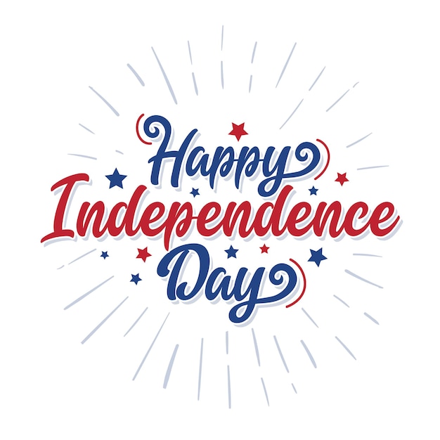 Feliz Día de la Independencia tarjeta de felicitación con letras escritas a mano para celebrar el 4 de julio americano