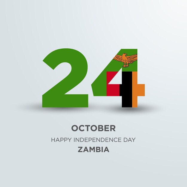 Feliz Día de la Independencia de Zambia Diseño número 24 hecho con la bandera de Zambia