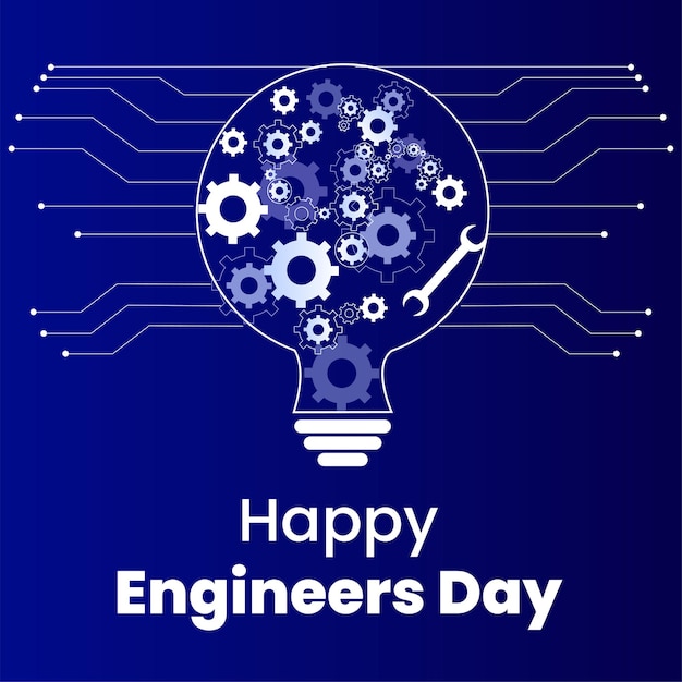 Feliz día de los ingenieros Tarjeta de felicitación con ilustración vectorial del día de los Ingenieros