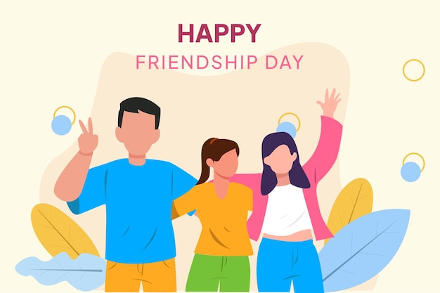Feliz día internacional de la amistad Concepto Ilustración vectorial plana de colores aislada
