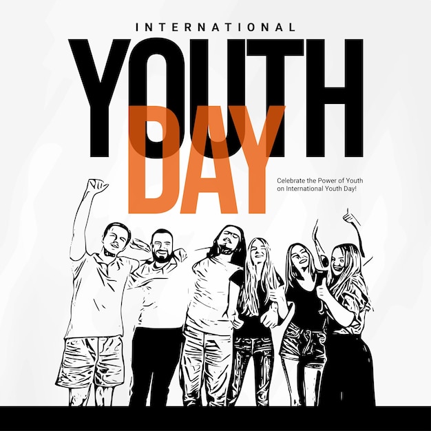 Feliz día internacional de la juventud plantilla de diseño de banner de redes sociales de Instagram