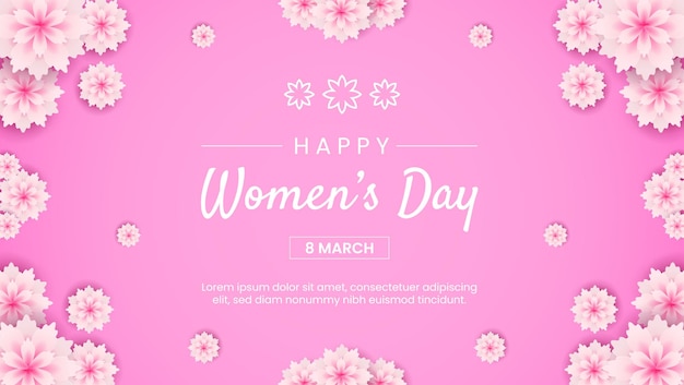 Feliz Día Internacional de la Mujer 8 marcha con estilo de corte de papel de flores