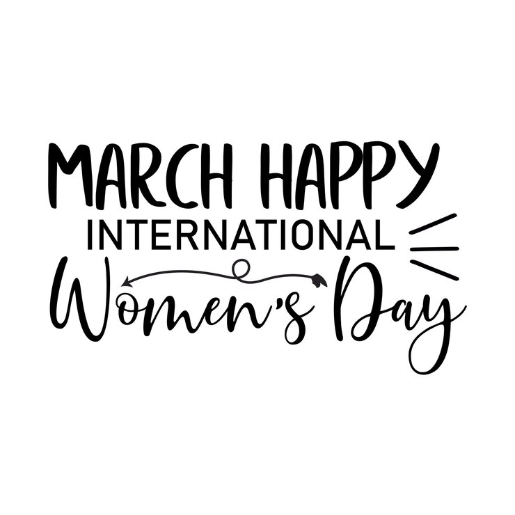 Feliz Día Internacional de la Mujer Tipografía en negrita en negrita sobre fondo blanco