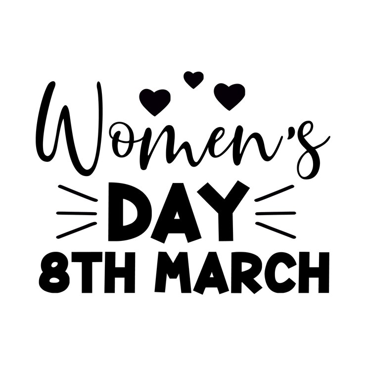 Feliz Día Internacional de la Mujer Tipografía en negrita en negrita sobre fondo blanco