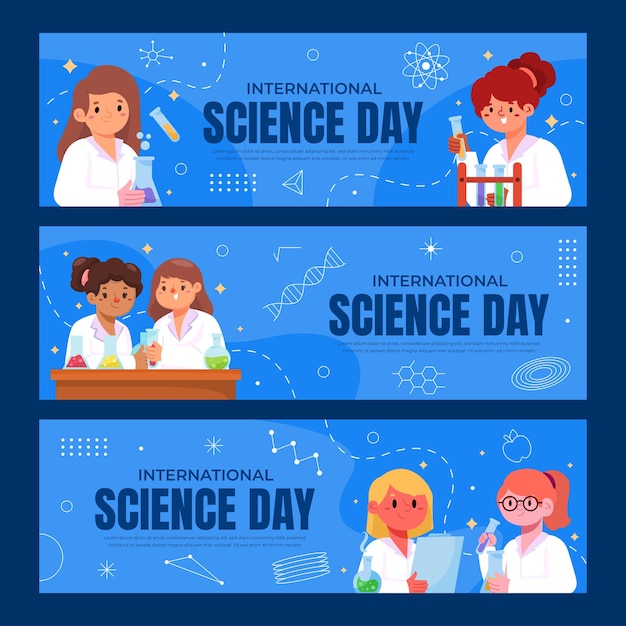 Vector feliz día internacional de las mujeres y las niñas en la ciencia