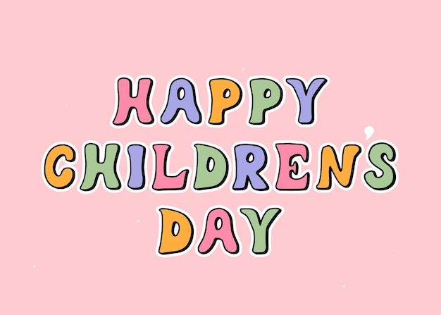 Feliz día internacional del niño en estilo retro Banner de pegatinas coloridas para niños Concepto de infancia feliz