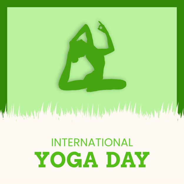 Feliz día internacional del yoga fondo blanco verde banner de diseño de redes sociales vector libre