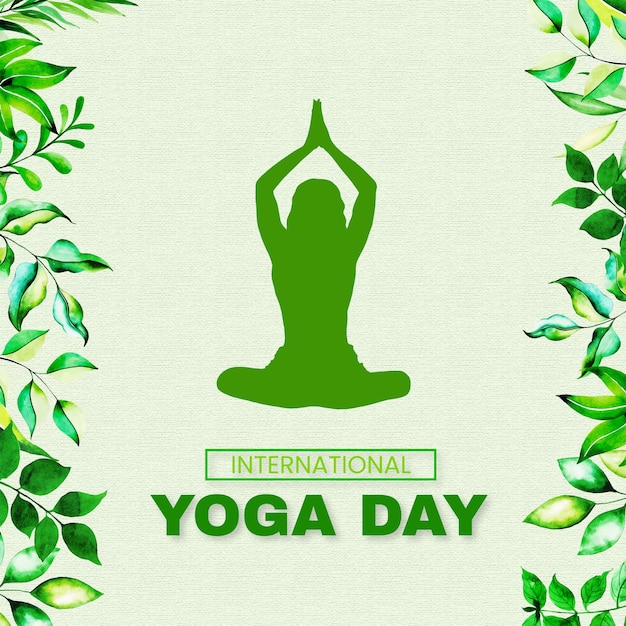 Feliz día internacional del yoga fondo verde banner de diseño de redes sociales vector libre