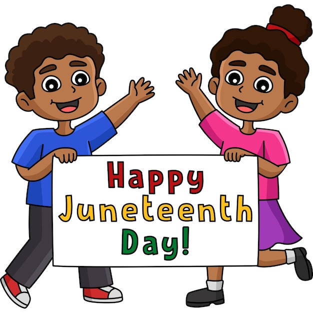 Vector feliz día de juneteenth banner clipart de dibujos animados