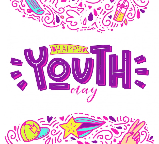 Vector feliz día de la juventud letras