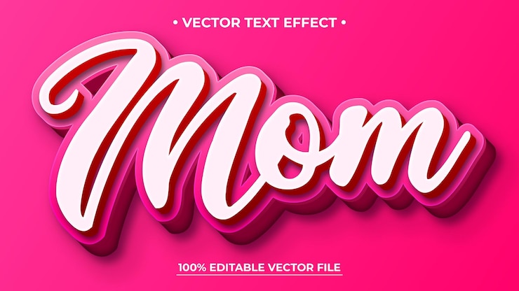 Vector feliz día de la madre 39 blanco en relieve estilo de efecto de texto editable en 3d
