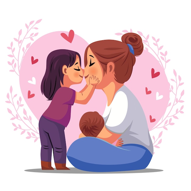 Feliz Día de la Madre, diseño de ilustraciones vectoriales del amor de una madre por su hijo