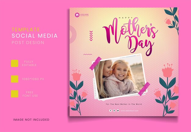 Vector feliz día de la madre diseño de publicaciones en redes sociales