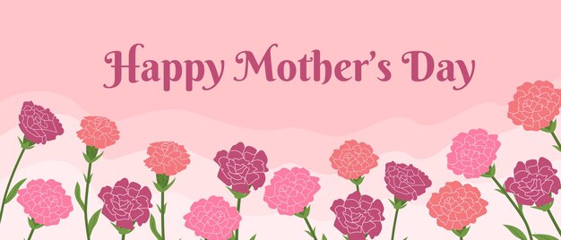 Feliz día de la madre diseño de tarjeta de felicitación con claveles rosados para la celebración