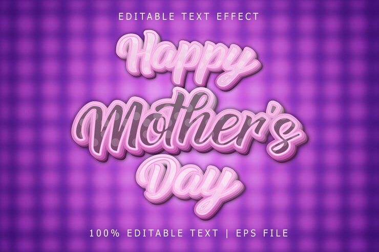 Vector feliz día de la madre efecto de texto editable 3 dimensiones relieve estilo moderno