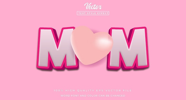 Feliz día de la madre efecto de texto estilo 3D editable