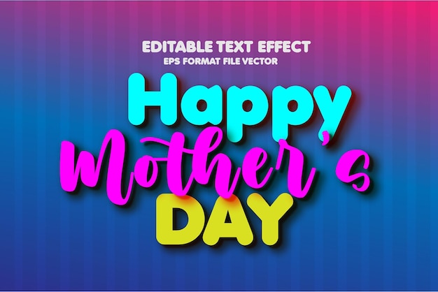 Feliz día de la madre efecto de texto que es elegante y simple.