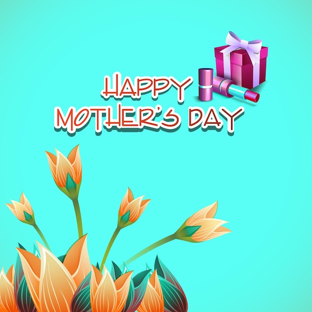 Feliz día de la madre con flores y cajas de regalos