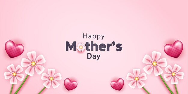 feliz día de la madre con flores y formas de hogar realistas