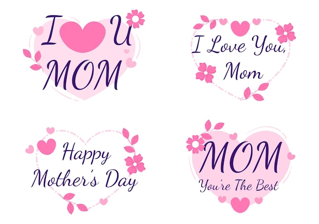 Feliz día de la madre con hermosas flores en flor y texto de caligrafía que se conmemora el 22 de diciembre para una tarjeta de felicitación o un póster ilustración de diseño plano