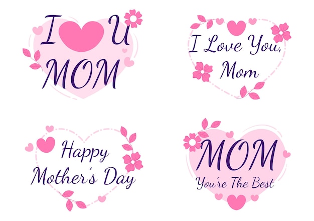 Feliz día de la madre con hermosas flores en flor y texto de caligrafía que se conmemora el 22 de diciembre para una tarjeta de felicitación o un póster Ilustración de diseño plano