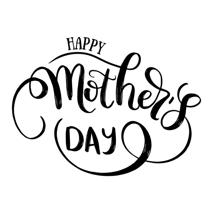 Feliz día de la madre letras dibujadas a mano. Postal de vacaciones Ilustración de caligrafía en blanco.