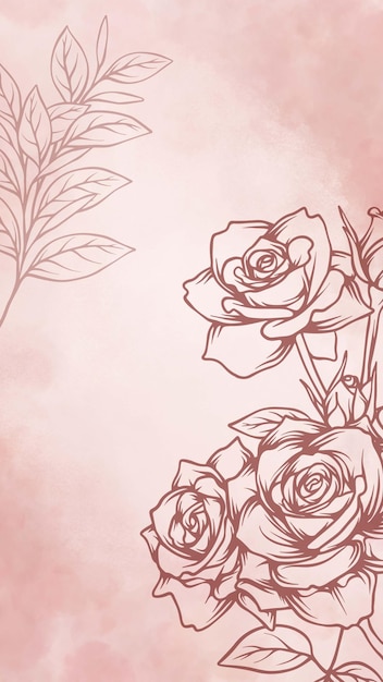Feliz día de la madre con línea floral de fondo dibujado a mano