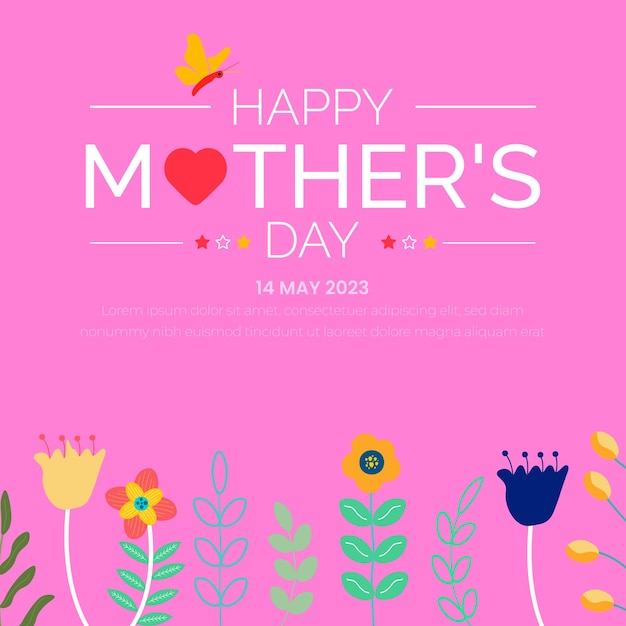 Feliz Día de la Madre Poster y diseño de redes sociales y plantilla de pancarta