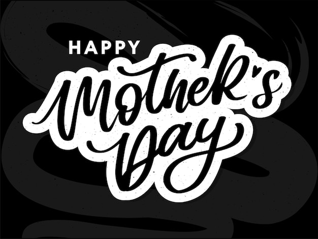 Vector feliz día de las madres letras ilustración de vector de caligrafía hecha a mano tarjeta del día de la madre con flores