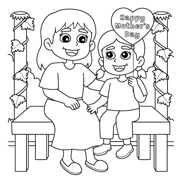 Feliz día de las madres niño sosteniendo globos para colorear