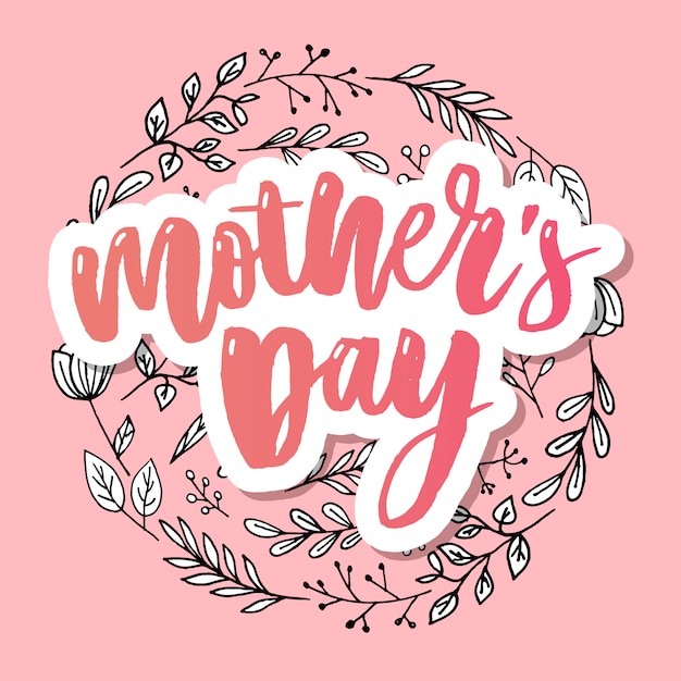 Feliz día de las madres tipografía elegante tarjeta rosa