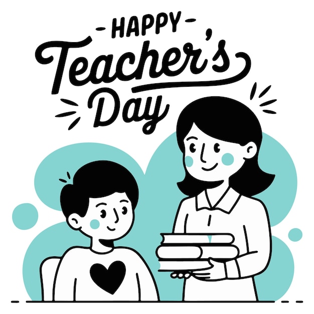 Feliz día del maestro Ilustración vectorial minimalista celebrando a los maestros con arte de líneas simples