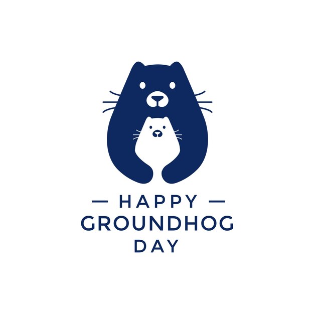 Feliz día de la marmota mamífero lindo mascota animal divertido diseño de logotipo vector gráfico