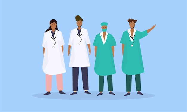 feliz día del médico y las enfermeras con ilustración de medicina vector de diseño de personajes de hospital