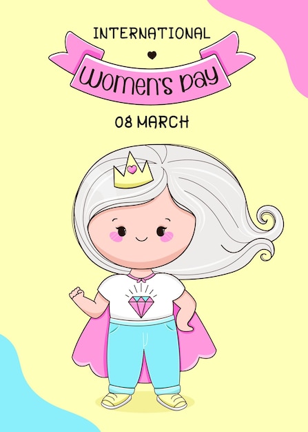 Vector feliz día de la mujer chica linda ilustración vectorial