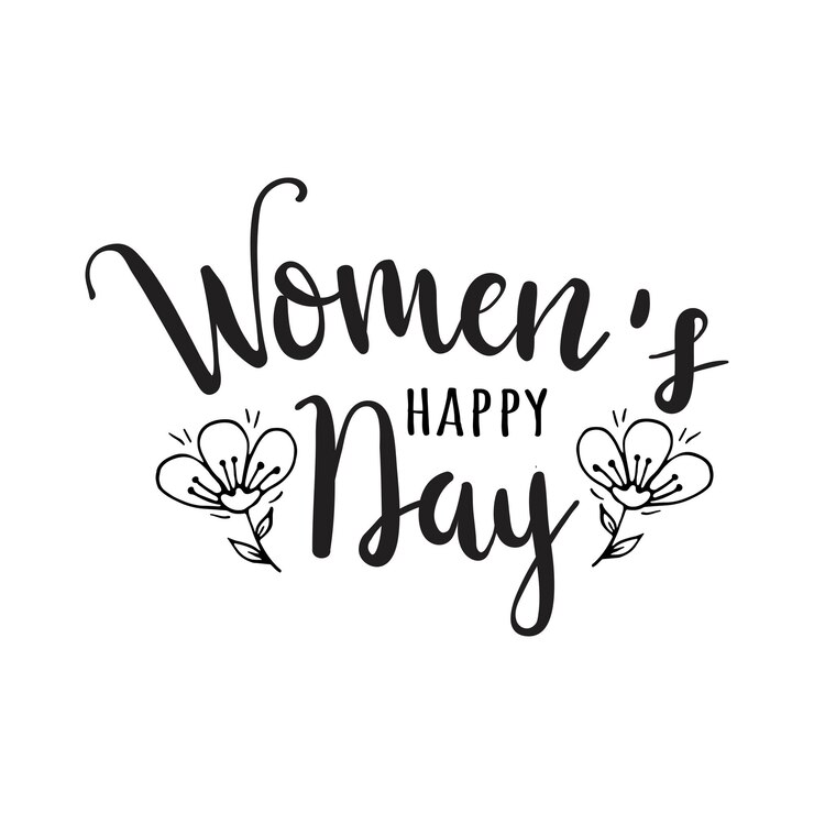 Feliz día de la mujer letras dibujadas a mano. Tarjeta de felicitación del día internacional de la mujer