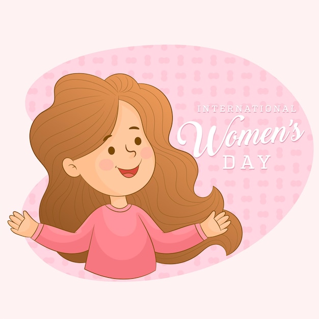 Feliz día de la mujer personaje de mujer celebrando