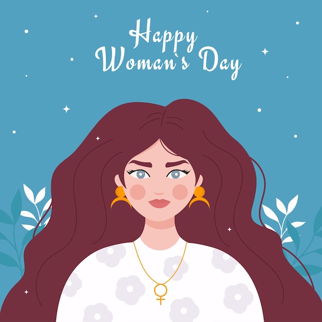 Feliz día de la mujer Retrato de mujer con cabello largo