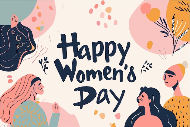 Feliz día de la mujer saludo de fondo folleto de fiesta o cartel ilustración vectorial estilo de color plano