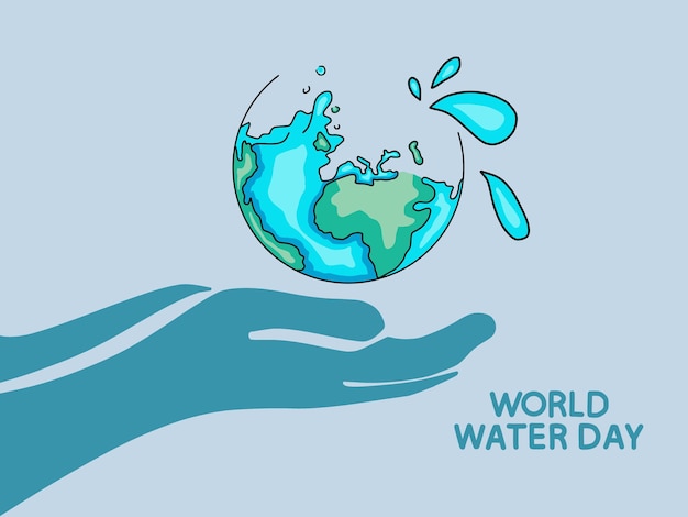 Vector feliz día mundial del agua manos que sostienen la tierra gracias al agua