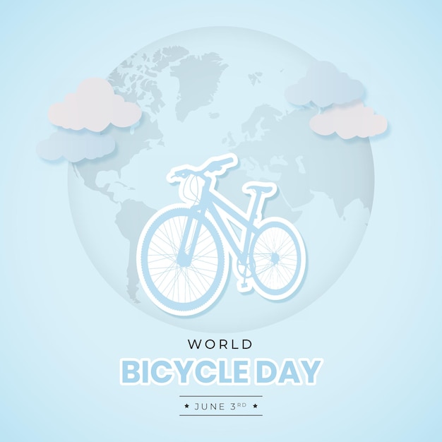 Feliz día mundial de la bicicleta 3 de marzo ilustración con silueta de bicicleta sobre fondo aislado