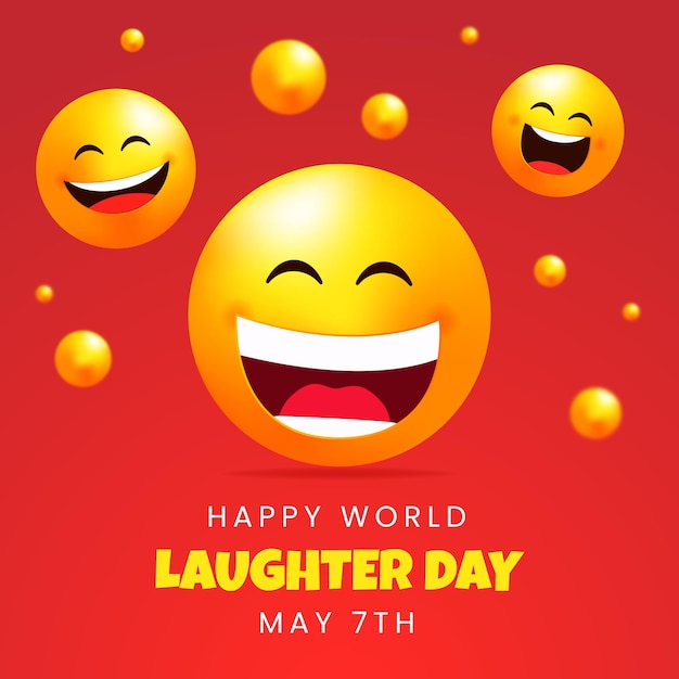 Vector feliz día mundial de la risa 7 de mayo con ilustración de emoticonos