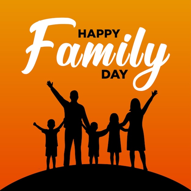 Feliz Día Nacional de la Familia Ilustración vectorial de la silueta de la familia