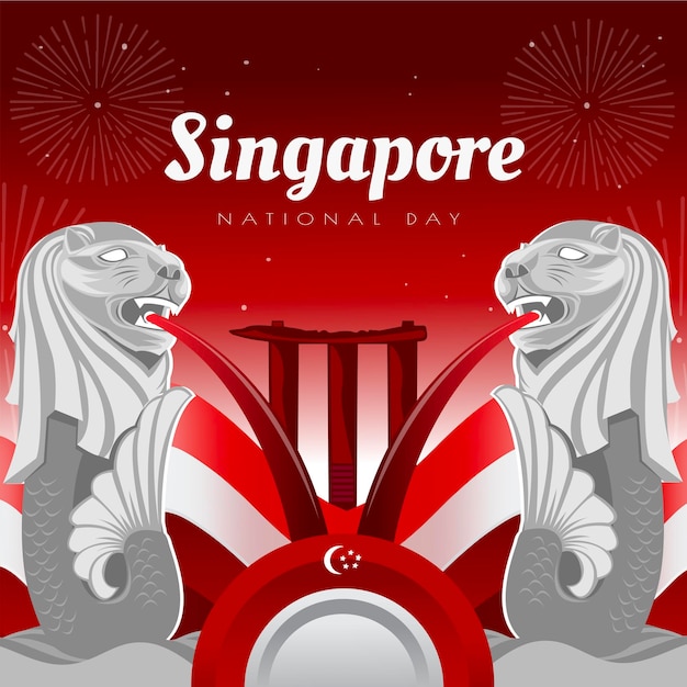 Vector feliz día nacional de singapur 9 de agosto