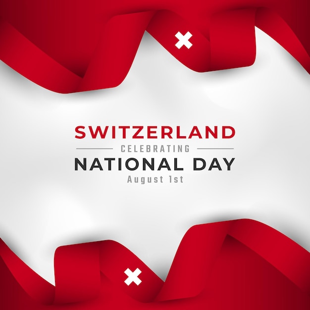 Feliz día nacional de suiza 1 de agosto celebración vector diseño ilustración plantilla para póster