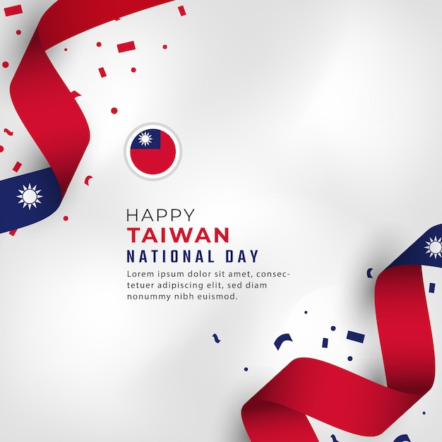 Feliz día nacional de taiwán 10 de octubre celebración vector diseño ilustración plantilla para póster