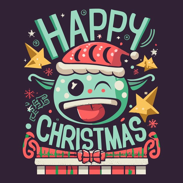 Vector feliz día de navidad diseño de camiseta de tipografía