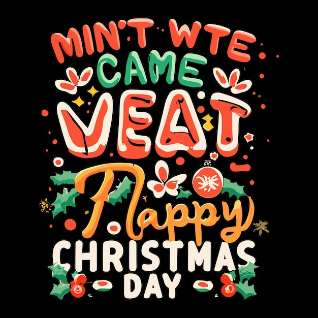 Feliz día de Navidad diseño de camiseta de tipografía