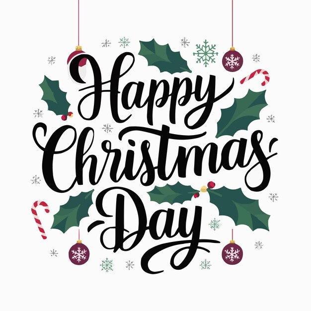 Feliz día de Navidad diseño tipográfico ilustración vectorial