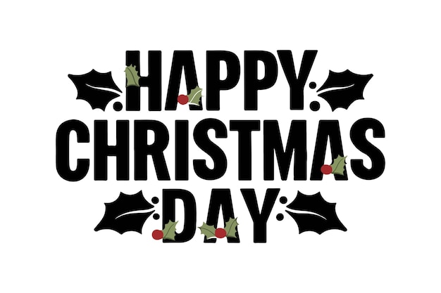Feliz día de Navidad Tipografía T-Shirt Diseño aislado sobre un fondo blanco